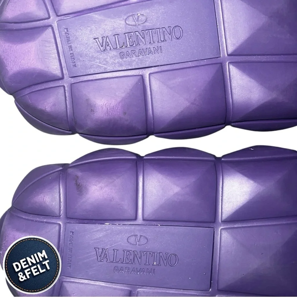Valentino Garavani Men's Maxi‎ Stud Purple Pool Slides | PRELOVED 🔥